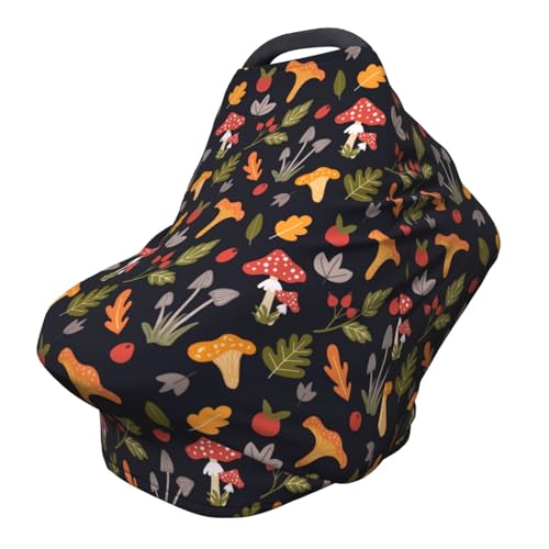 Image of Mushroom Baby Car Seat Covers Multi-use Carseat Canopy for Boys and Girls Stretchy Infant Carseat Cover Shower Gifts