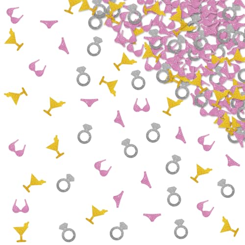 Image of 120pcs Bikinis and Martinis Bachelorette Confetti, Martini Table Confetti, Silver&Pink Glitter Beach Bach Table Scatter, Summer Tropical Themed Bridal Shower Party Supplies