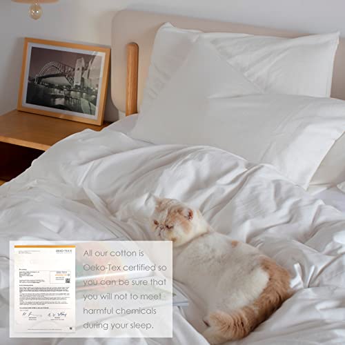 Heimenaogo 600 Tc Egyptian Cotton Duvet Cover Queen Size Ultra Soft And Breathable Bedding Set With Zipper Closure Long Staple Washed Cotton Duvet Cover Linen Like Texture Off-White 3 Pcs thumb #3