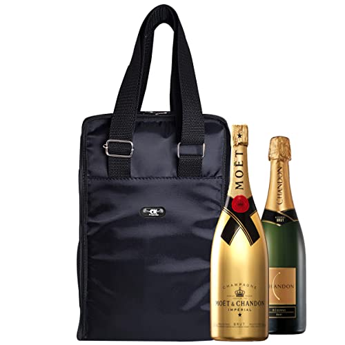 Bolsa Térmica Porta 2 Garrafas Vinho Alça de Mão Portátil