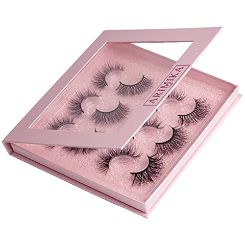 Arimika 3 Styles 6 Pairs Long Thick Dramatic 3D Mink False Eyelashes, Round Criss Cross Fluffy 3D Mink Book Lashes, Luxurious Handmade Lightweight Reusable Strip Lashes Perfect for Party Make Up
