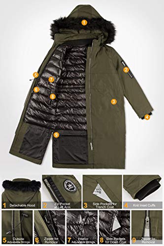 Orolay Women’s Outdoor 3-In-1 Long Windbreaker Jacket With Detachable Fur Hood Liner Packable Down Coat Black Xl #TOP4