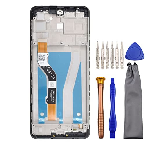 Complete Screen LCD Digitizer Touch Assembly Replacement for Motorola Moto G60 PANB0001IN PANB0013IN with ToolKit and screen frame Black 6.8