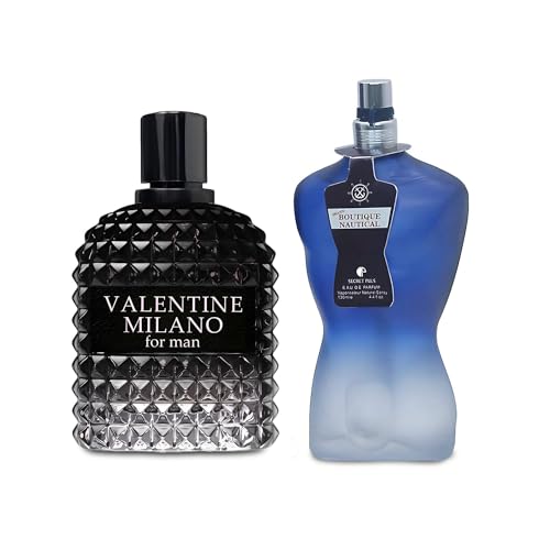 Image of AFLUXE 2PCS Valentine Milano /Sean Boutique Nautical Eau De Toilette for Men-Fresh,Romantic Scent Perfume for Men 3.4 Fl Oz Each Mens Cologne For All Skin Daily Used