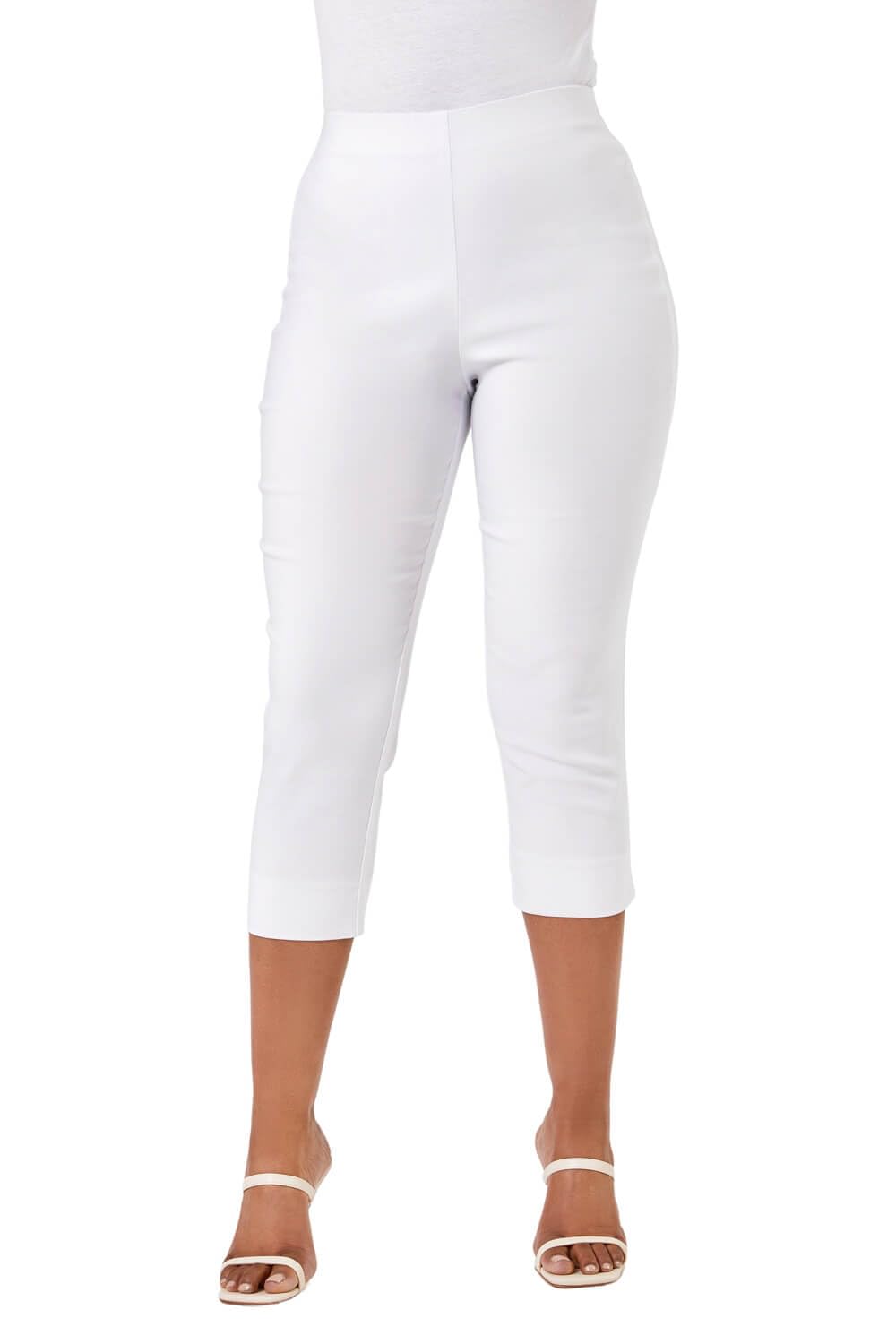 Roman Women's White Petite Cropped Stretch Trouser In Size 14
