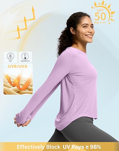 Image of Soothfeel Lightweight Long Sleeve Workout Tops for Women Gym Running Shirts
