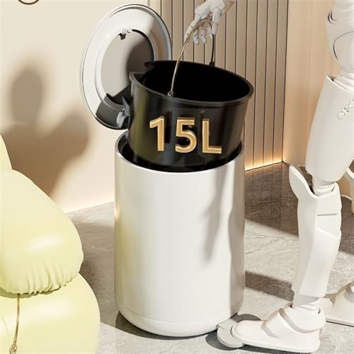 Caneca de basura redonda con pedal y tapa 15L miniatura 5