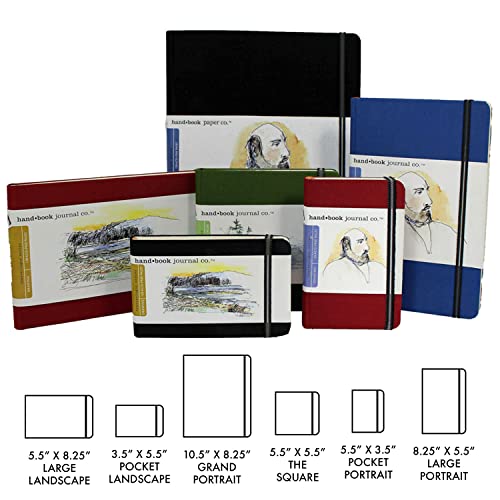 Handbook Journal Co. Sketch Book - Pocket Portrait 5.5 x 3.5 in Ultramarine European Linen-Bound Hard Cover, 128 Pages (64 Sheets) of 130 GSM Acid-Free Art Drawing Paper, Pocket and Elastic Closure by Speedball - Image 6