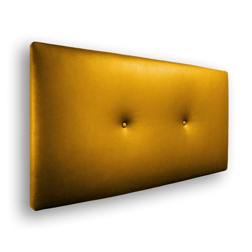 Silcar Home Cabecero de Cama 90 Dorado Silvi Tapizado Estructura Madera Hilera Botones Estilo Moderno