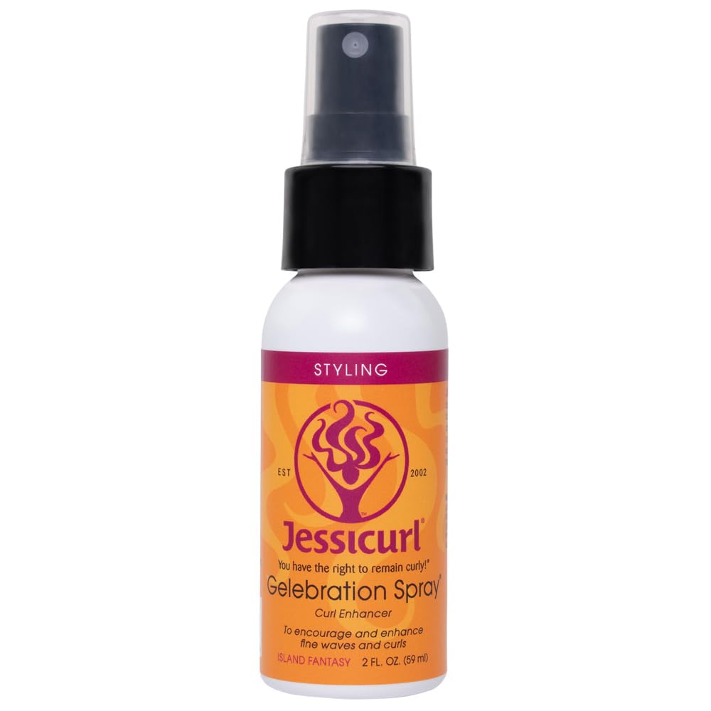 Jessicurl, Gelebration Spray, Island Fantasy, 2 Fl oz. Curl Enhancer for Fine Hair with Flaxseed Extract, Curl Styler for Wavy Hair, Curly Hair Products