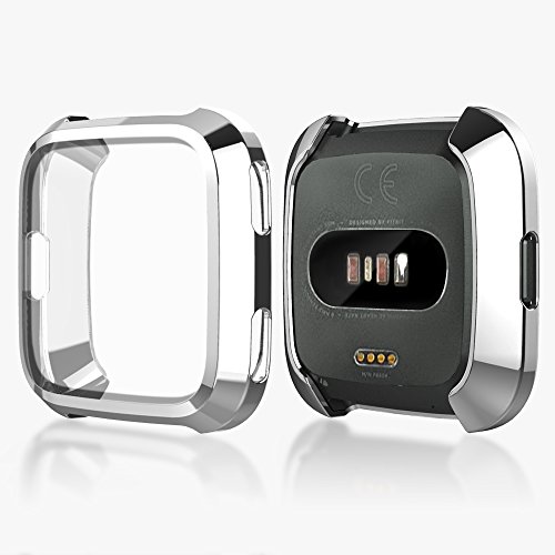 Screen Protector Case for Fitbit Versa, Haojavo Soft TPU Slim Fit Full Cover Screen Protector for Fitbit Versa Smartwatch Bands Accessories