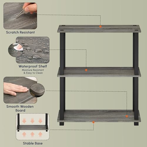 Image of JD FRESH 3-Tier Wooden Open Shelf Rack /Table Corner Display Rack /Storage Shelf Stand /Multipurpose Shelf for Living Room, Bedroom, Home Office Display (Cambridge, Walnut)