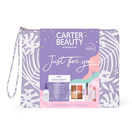 Carter Beauty Just For You - Makeup Must Haves - Delivers Radiant Skin - Includes Facial Mask, Face Palette, Primer, Lipstick - Vegan And Paraben Free - Perfect For Beauty Lovers - 6 Pc Gift Set