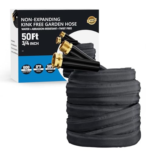 Haeteir 2025 Upgraded 50FT Non-Expanding Garden Hose, Lightweight, Flexible Ultra-Light