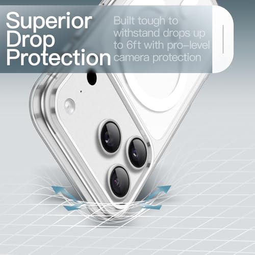 Image of JETech Magnetic Case for iPhone 17 Pro Max 6.9-Inch Compatible with MagSafe, Translucent Matte Back Slim Minimalist Shockproof Phone Cover (Frosted Clear)