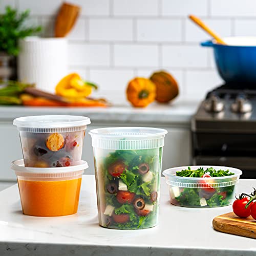 [48 Sets - Combo] Plastic Deli Containers With Airtight Lids - 8 Oz, 16 Oz, 32 Oz. - Food Storage/Soup Containers… #TOP2