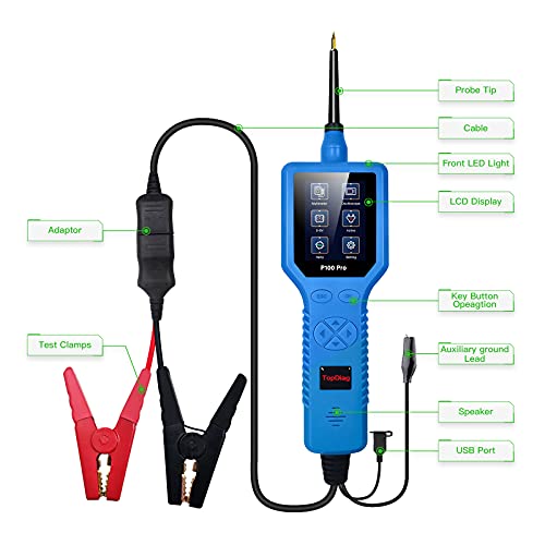 Testador de circuito de carro 9-30v P100 pro automotivo 12v 24v Kit de sonda de circuito de alimenta