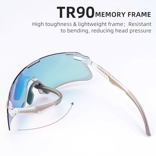 Image of ROCKBROS Cycling Glasses Sports Sunglasses with Anti Blue Lenses Men Cycling Glasses MTB Biking Sunglasses, Medium