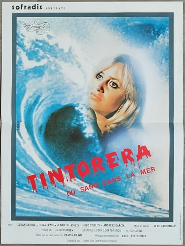 TINTORERA   Póster de cine original pequeño formato (53 x 39 cm plegado) película 1977 René Cardona Jr