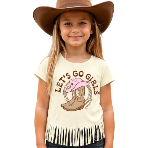 Image of Girls Western Shirt Toddler Tassels Cowgirl T-Shirt Im The Problem Country Concert Shirts Summer Short Sleeve Top