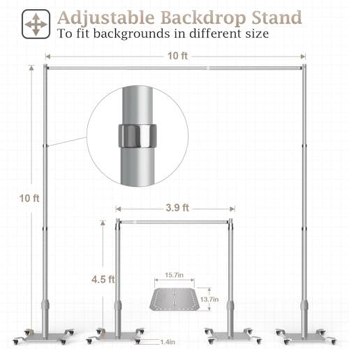 Image of EMART Backdrop Stand Heavy Duty 10ftx10ft Adjustable Pipe and Drape Kit