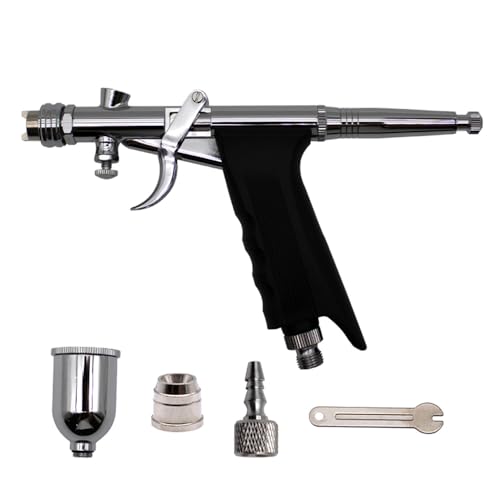 Image of Uouteo Airbrush Kit, Airbrush Trigger Gun with 0.3mm Fan Spray Cap /Needles /Nozzles, 15 CC Cup for Painting Model Nails Cake Makeup