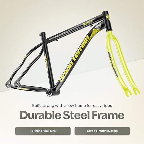 Image of Urban Terrain Galaxy High Performance Steel Mountain Cycles for Men with Rigid Fork and Complete Accessories MTB Bike 24T Single Speed Cycle by Cult | Ideal for 9-13 Years, Frame Size : 14 inch, Black