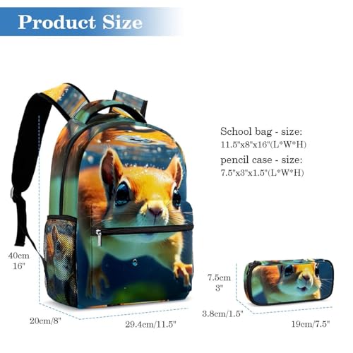 Ensemble 2 pièces cartable écureuil avec sac à dos et trousse multicolore - 2