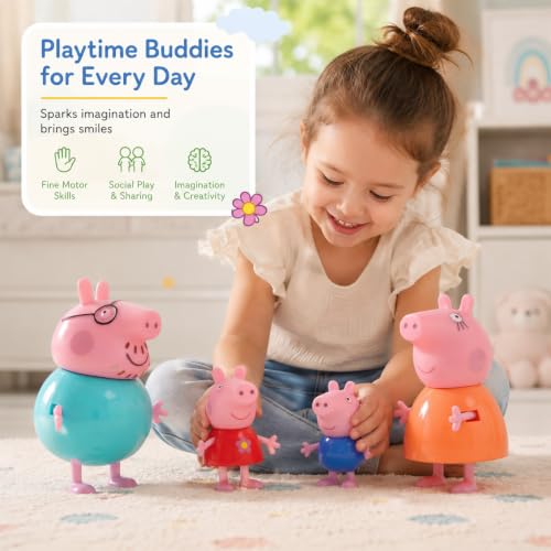 Image of BRAVIA Pappa Pig 14 Character Family Friends Figurine Set George Mummy Daddy Suzy Sheep Emily Elephant | Movable Joints | Kids Toy Age 3 Years -25