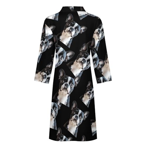 Bata de baño para hombre Cute Terrier de manga larga y ropa de dormir ligera hasta la rodilla 6