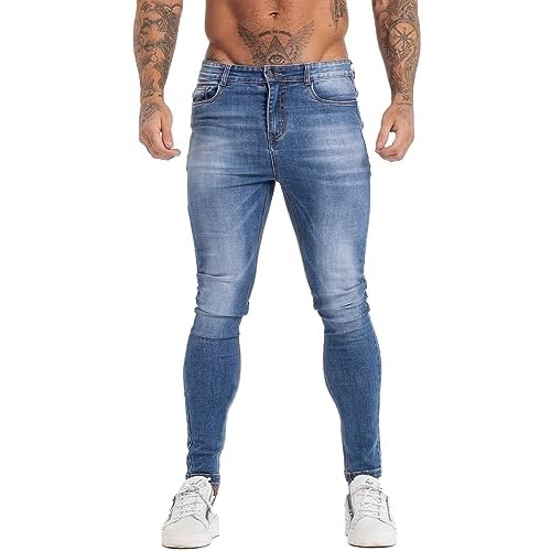 GINGTTO Mens Skinny Jeans Stretch Slim Fit Denim Pants for Men Black 120 28W x 30L