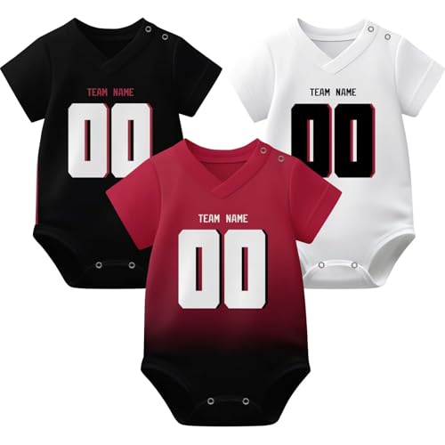 Image of KREDE Baby Clothes Unisex Bodysuit Jersey Style Custom Name Number for Baby Boys