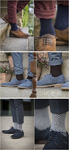 Marino Mens Patterned Dress Socks, Colorful Fun Socks, Fashion Cotton Socks - 5 Pack - Diamond Collection - 13-154