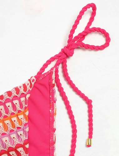 Image of ZAFUL 2 Piece Triangle Bikini for Women Knitted Rope Halter Bikini Sets Sexy Bathing Suit Side Tie Swimsuits Beachwear