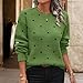 Womens Long Sleeve Crew Neck Sweaters Fashion Polka Dot Pullover Tops Fall Loose Dressy Casual Basic Clothes Green
