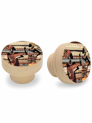 Yaiikkvbaa 2 Pcs Cabinet Knobs 1.4 Inch, African Women Wood