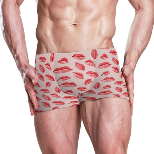 Red Lips Mens Swim Trunk Swimwear Bathing Suit Swim Brief Square Leg Board Short S B04047672