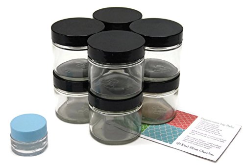 Glass 2 oz Clear Jar Black Lid 8-pk with Balm Jar
