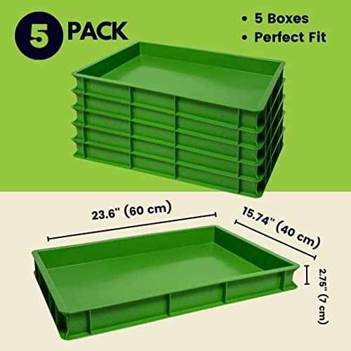 (23.6 Inch X 15.74 Inch X 2.75 Inch) Dough Proofing Box (5 Pack), Green, Commercial Stackable Pizza Proofing Dough Box . Resistance To Impact, Temperature Changes And Wear And Tear. #TOP1
