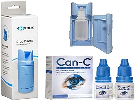 Can-C Lubricant Eye Drops with Antioxidant N-Acetylcarnosine | Effective Solution for Cataracts & Dry Eyes | Natural Eyedrop Ointment Also Includes Peermax Drop Direct Eye Drop Guide for Lens