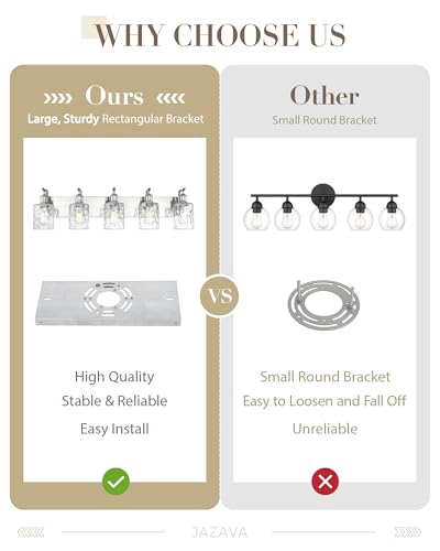 Image of Bathroom Vanity Light Fixtures Over Mirror 5-Light Hammered Glass Wall Mounted Modern Brushed Nickel - VL01BNH-5