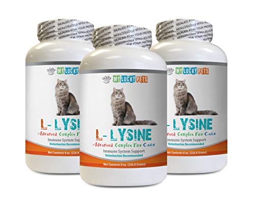 Immune System Booster For Cats - Cat L-Lysine Powder - Immune System Booster - Eye Health - Vet Recommended - Natural - Lysine For Cats He Is - 3 Bottles (24 Oz) #TOP20