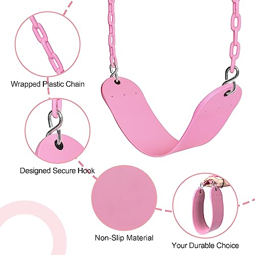 2 Pack Pink Swings Seats Heavy Duty 66 Inches Chain Plastic Coated by Take Me Away - Used condition - Image 3
