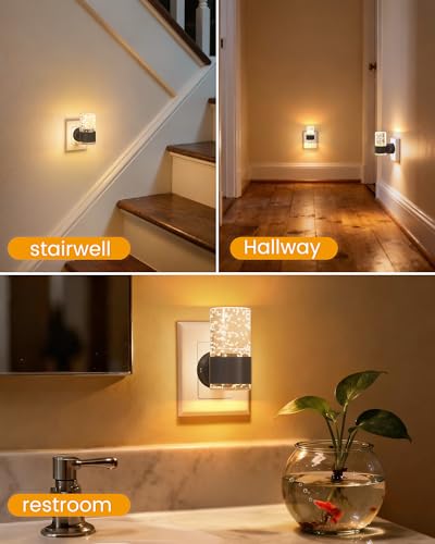 Image of NIORSUN Night Light Plug into Wall, Dimmable Nights Lights with 3 CCT & 5 Brightness Levels, Slim Acrylic Plug in Night Light, Auto Dusk to Dawn Sensor for Stairs, Hallway, Bathroom(6 Pack, Black)