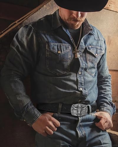 Image of BELTROAD Mens Ratchet Western Belt Leather Cowboy Belts for Men with Automatic Western Buckle Belt for Jeans Christmas Gifts