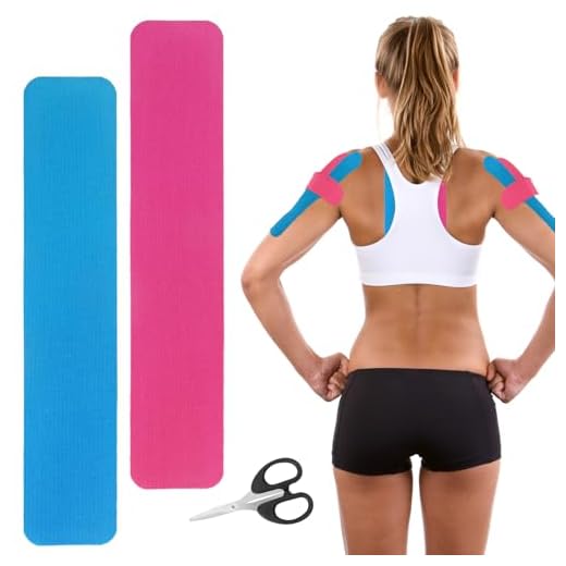 APOMOONS 30 Pcs Kinesiotapes Pre-cortadas(25x5cm) con Tijeras,Cinta Deporte Kinesiología Tiras Fisioterapia Kinesio Tape Cinta Kinesiología para Las Articulaciones de Apoyo y Alivio Del Dolor Muscular