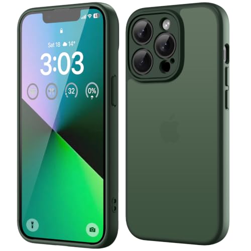 ORDA Matt Hülle für iPhone 13 Pro Max 6 7 Zoll Vollständiger Kameraschutz Stoßfest Kratzfest Transluzente Schutzhülle Anti-Fingerabdruck Durchscheinende Rückseite Schutzhülle Grün