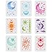 INFUNLY 9PCS/Set Sun Moon Wall Stencils for Painting 12x8 Mandala Tile Stencil Large Flower Star Concrete Floor Stencils Reusable Drawing Template for Painting Wood Canvas Furniture Patio Home Decor