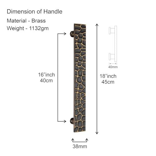Image of COMPASS 18 inch Brass Main Door Handle | Door Handles for Main Door | Pull Handles for All The Doors of House | Office | Hotels | PH-GYT (Pack of 1, Antique Finish)