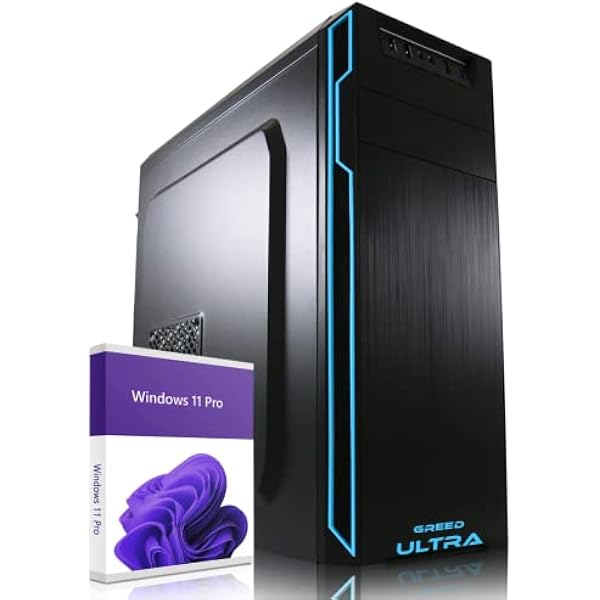 GREED® Ultra PC z Intel Core 12th Gen – szybki komputer + Computer o częstotliwości 4,4 GHz, 16 GB RAM/pamięć operacyjna - 1TB SSD + 1TB HDD - DVD+RW - USB 3.0 - WLAN, Windows 11 Pro